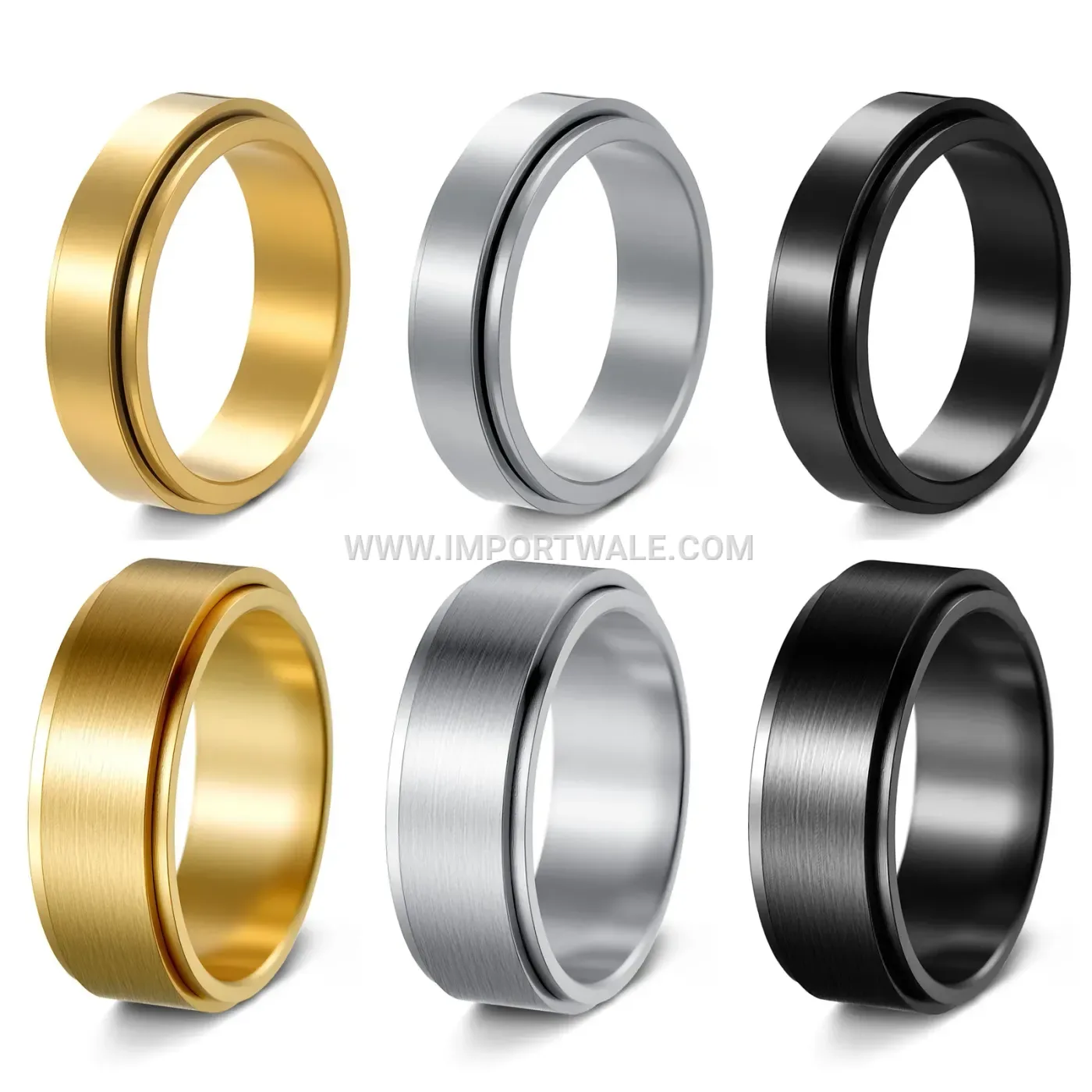 Spinning Stainless Steel Geometric Band Ring
