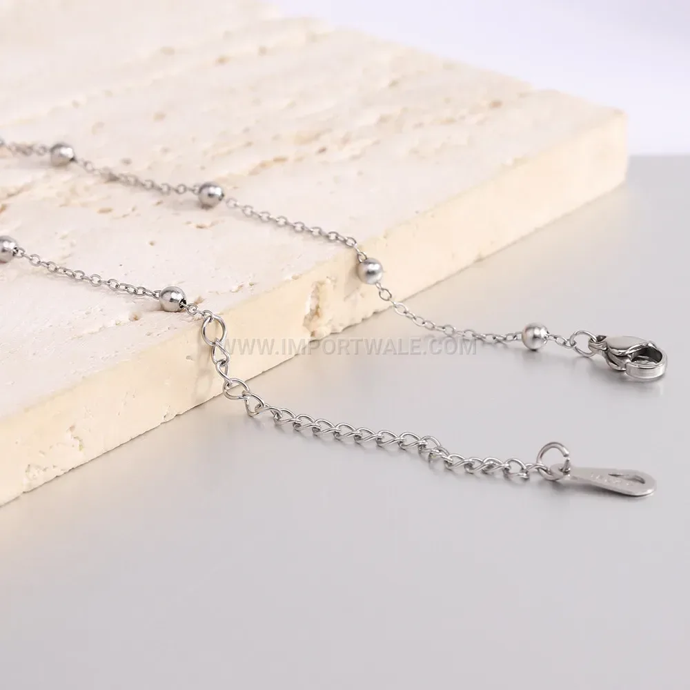 Minimalist Stainless Steel O-Chain Necklace with Bead Accent