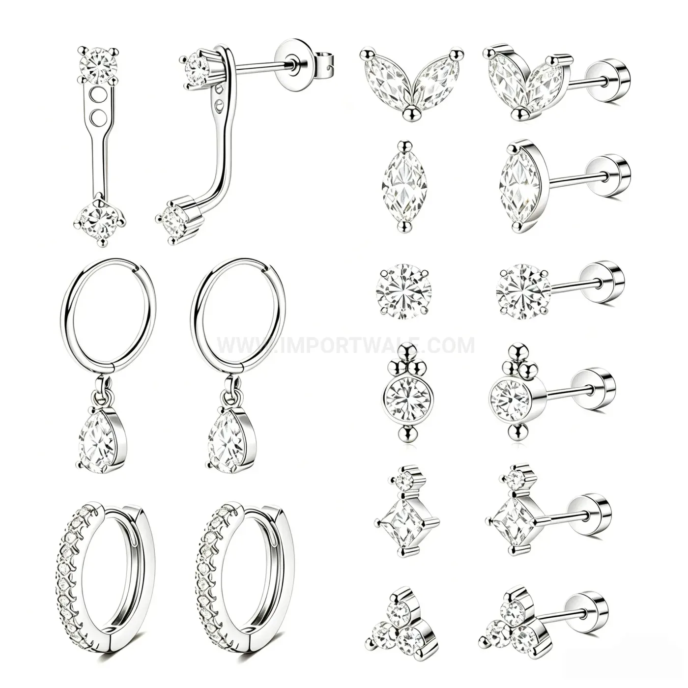 Trendy Delicate Stainless Steel Geometric Piercing Earring Set for Stacking