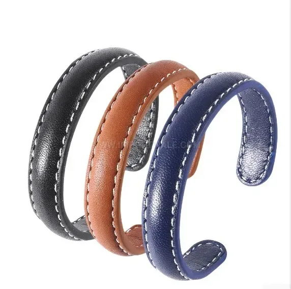 Minimalist Vintage Genuine Leather Bangle Wristband for Men and Women