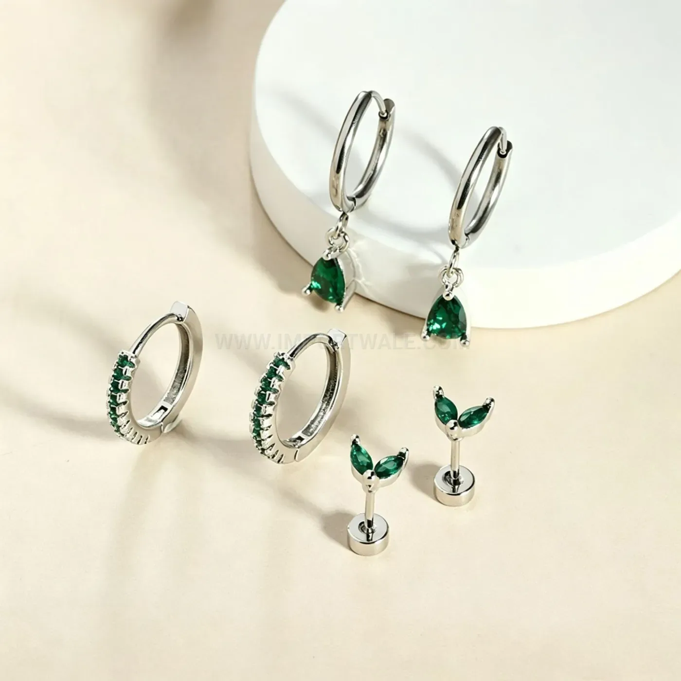 Trendy Delicate Stainless Steel Geometric Piercing Earring Set for Stacking