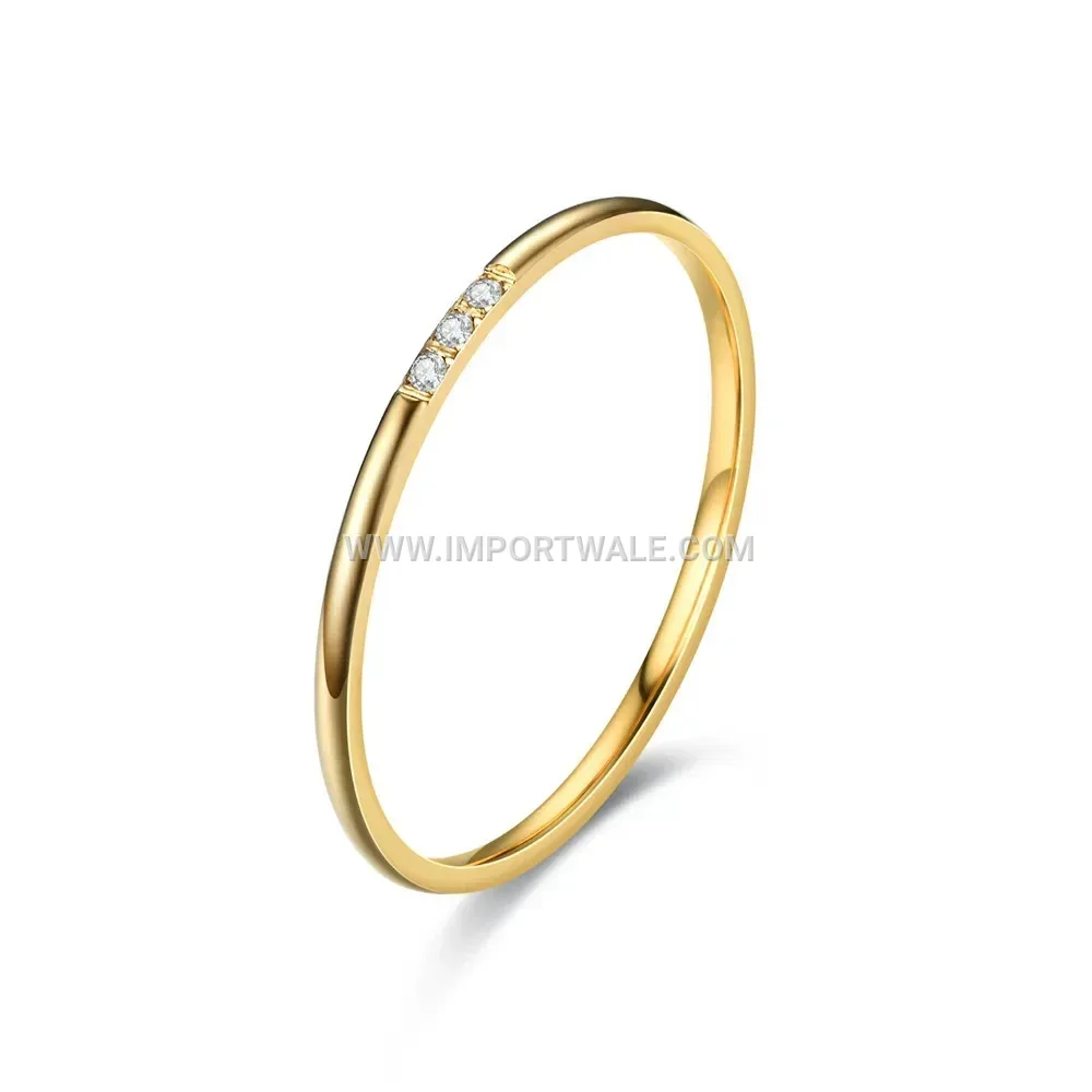 Round Cubic Zirconia 18K Gold Plated Stainless Steel Band