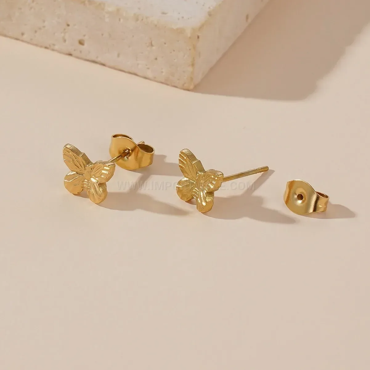 French Vintage Embossed Butterfly Titanium Steel Earring and Necklace Collection