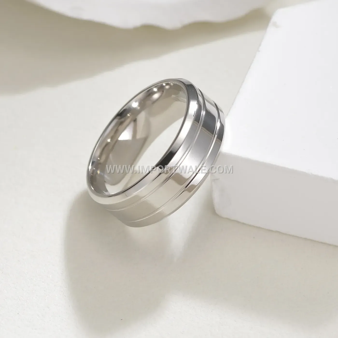 Minimalist 8mm Stainless Steel Geometric Band Ring