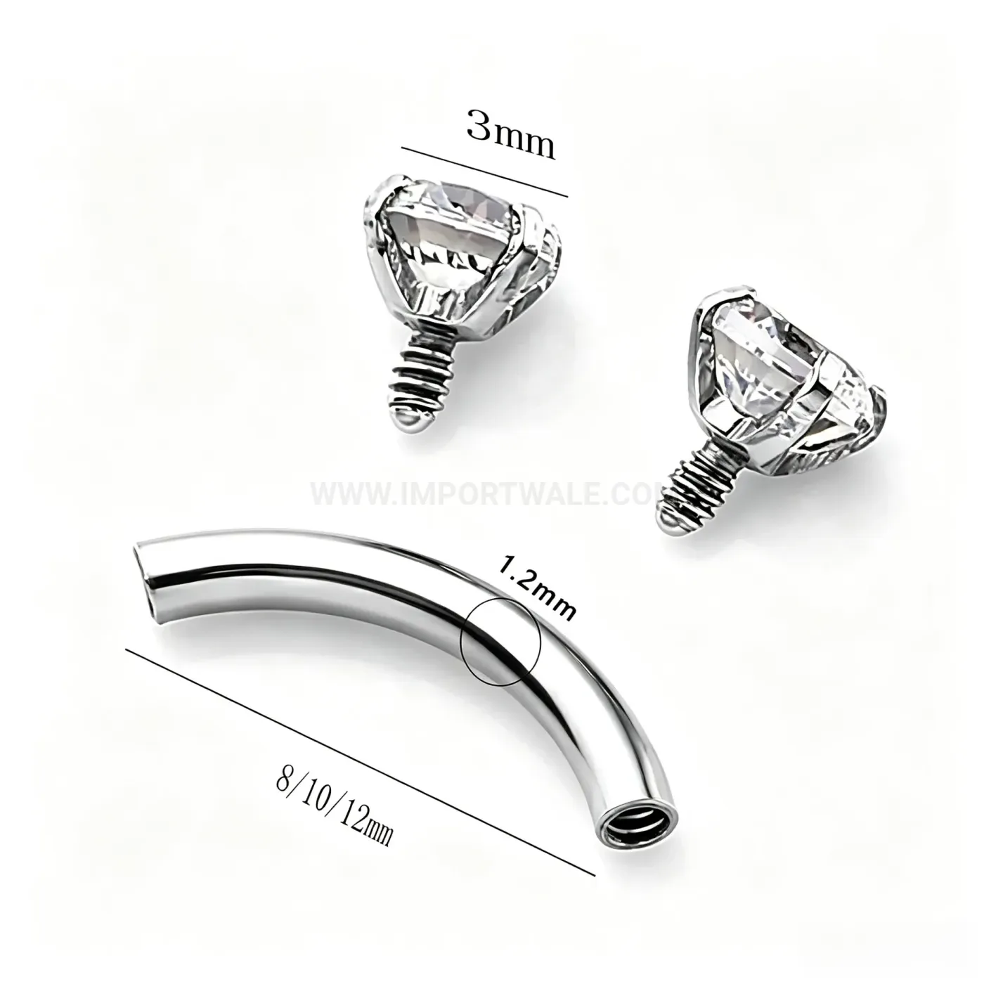 Chic Stainless Steel Curved Barbell Rhinestone Body Piercing Jewelry