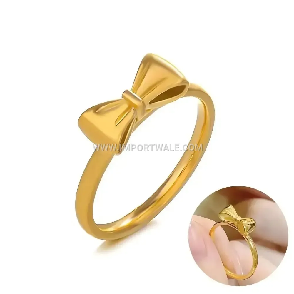 Slender Bow Knot Stainless Steel Band Ring