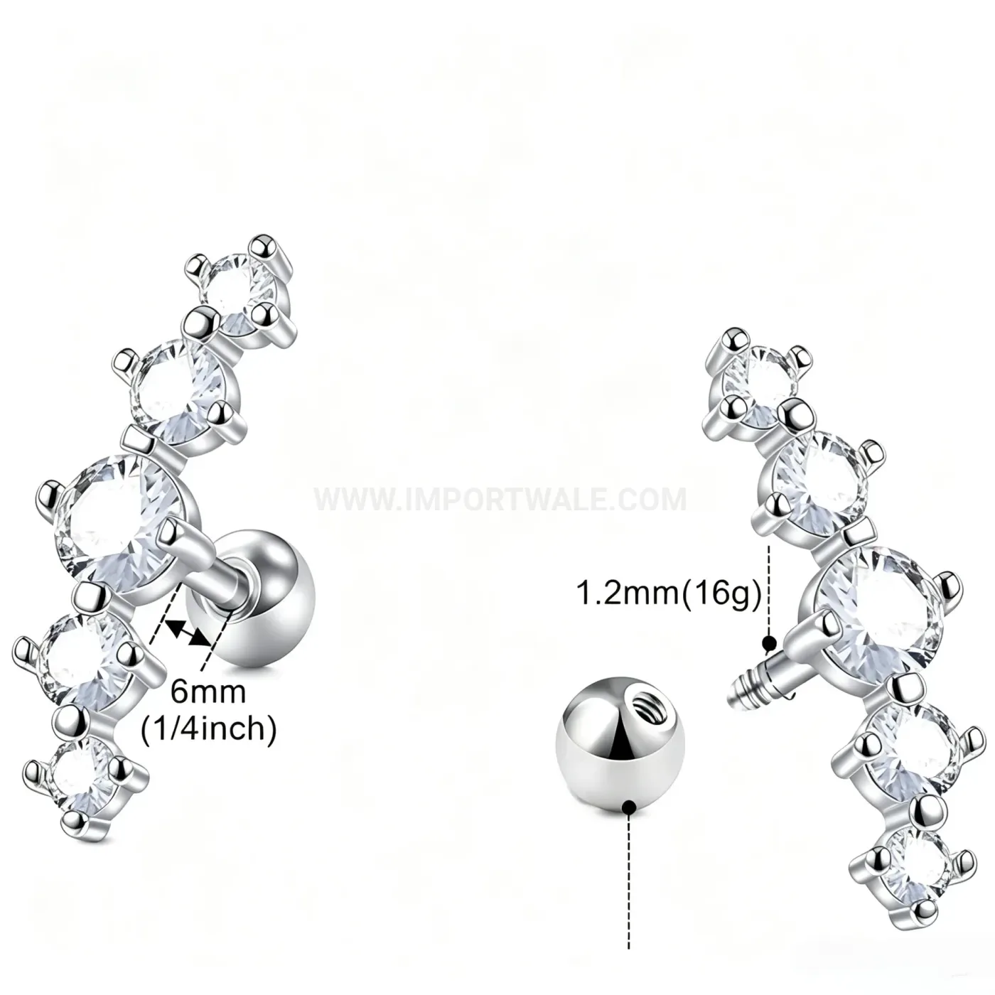 Bold Versatile Stainless Steel Cartilage Stud and Lip Ring Piercing Set