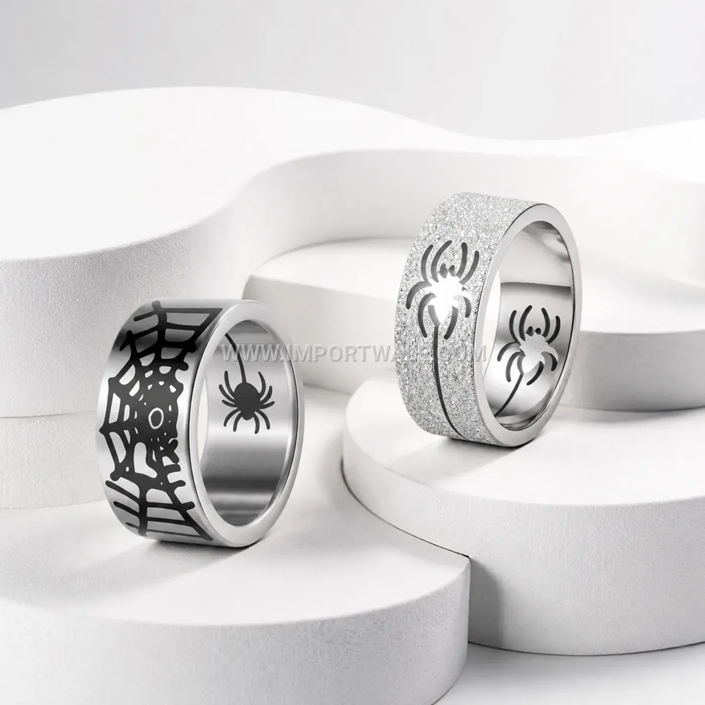 Engraved Diamond Texture Stainless Steel Band Ring