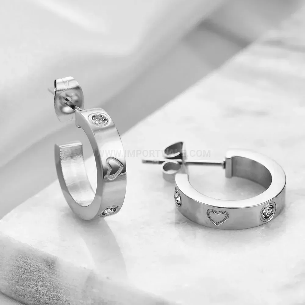 Chic Rhinestone Embellished Geometric U-Shape Stainless Steel Stud Earrings