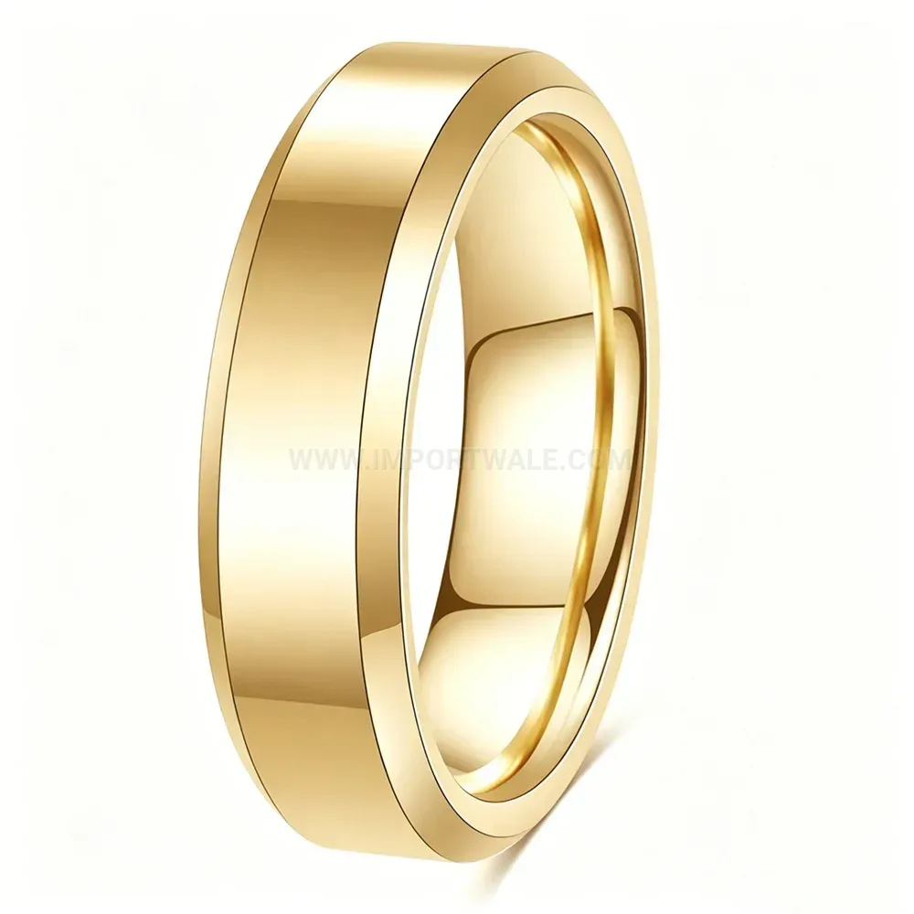 Bold Beveled Edge Smooth Stainless Steel Band Ring