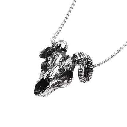 Retro Punk Ram Skull Stainless Steel Pendant