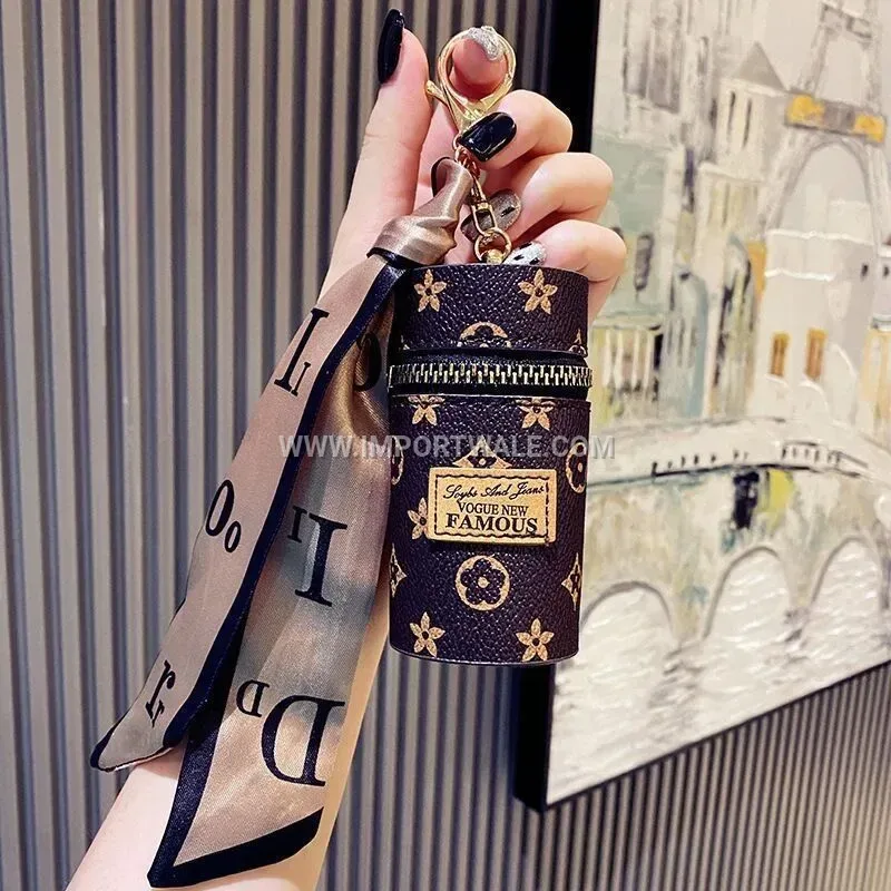 Retro Bucket Pouch Bag Charm Keychain Accent
