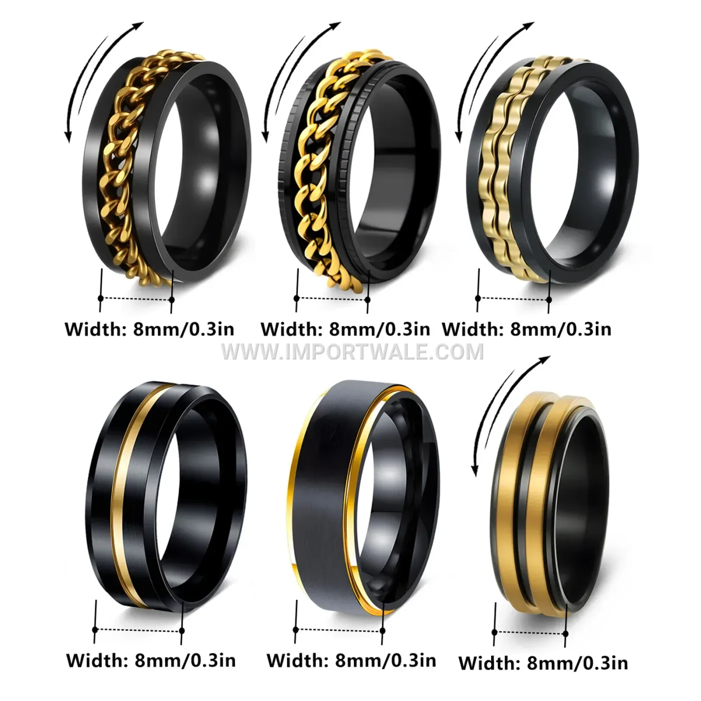 Black Gold Tone Stainless Steel Geometric Ring