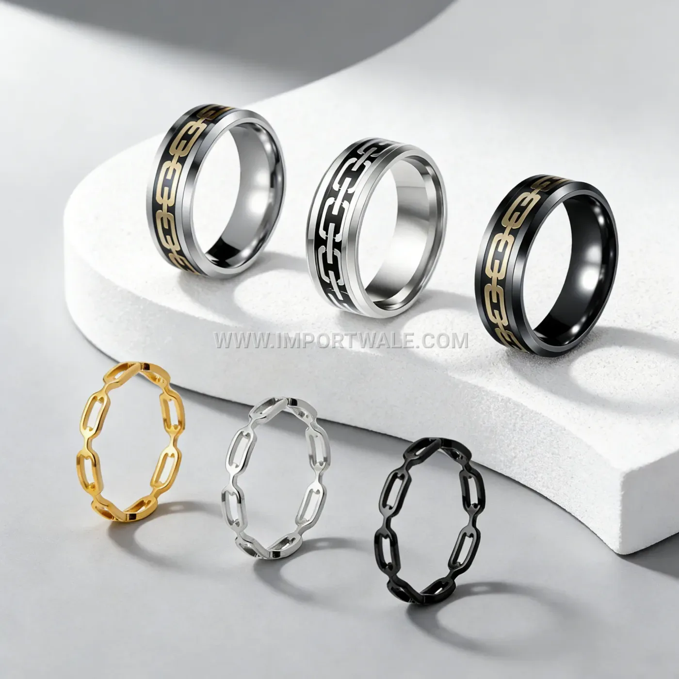 Spinning Checkerboard Stainless Steel Band Ring