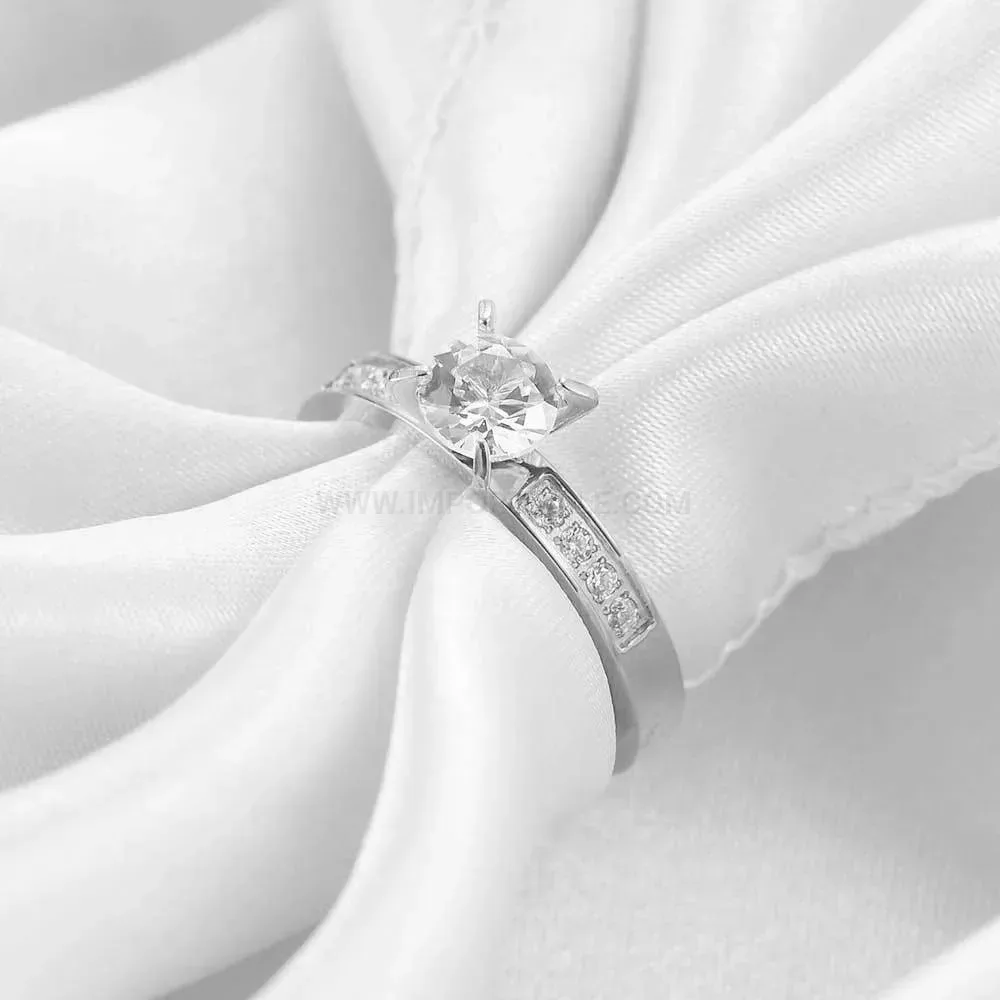 Delicate Single Row Crystal Inlay Slim Band Ring