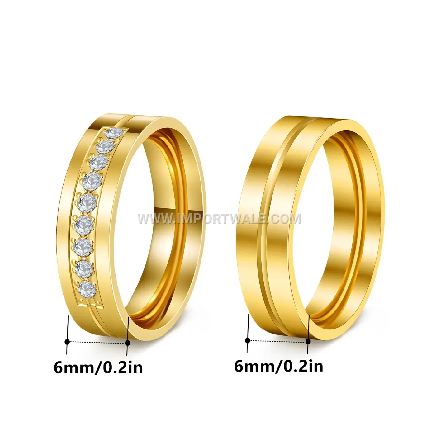 Minimalist Stainless Steel Rhinestone Accent Ring Set