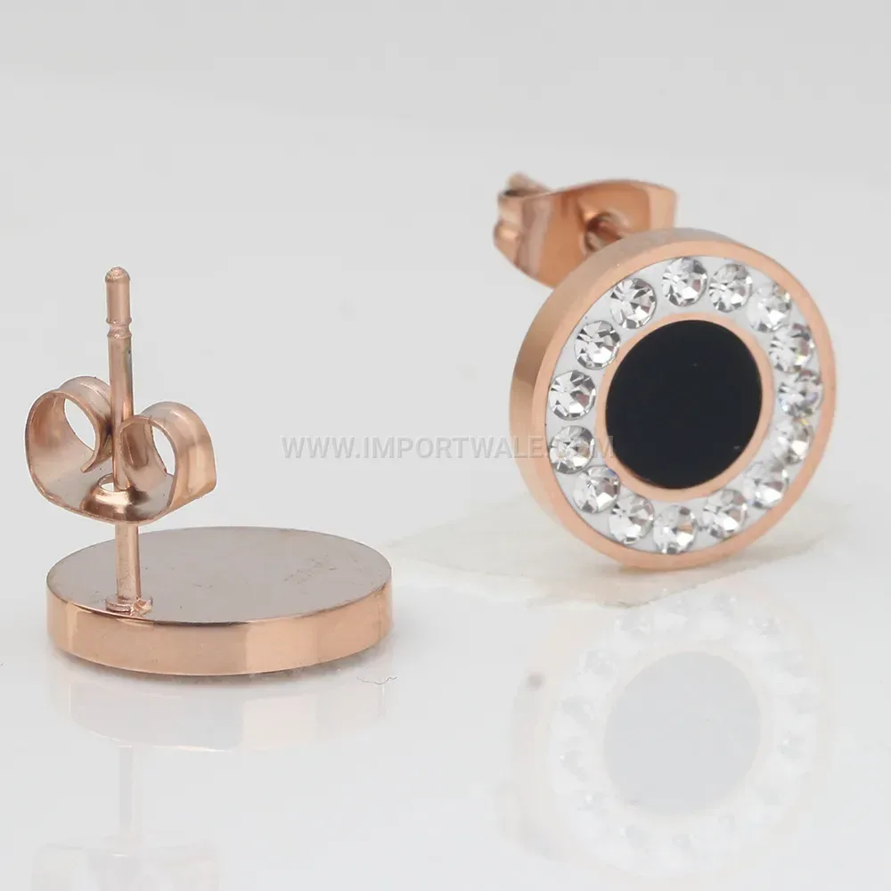 Rose Gold Stainless Steel Drip Epoxy Stud Earrings