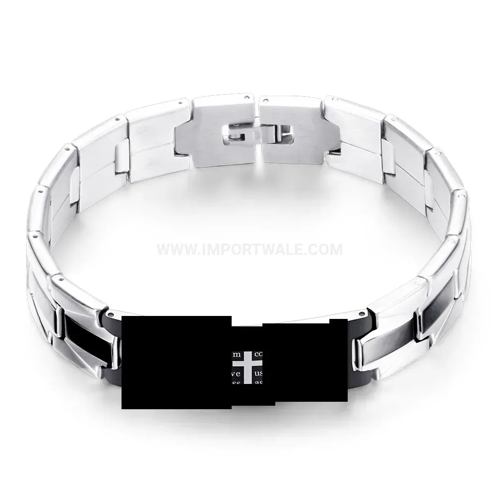 Stainless Steel Geometric Cross Link Watch Band Style Bracelet 9MM