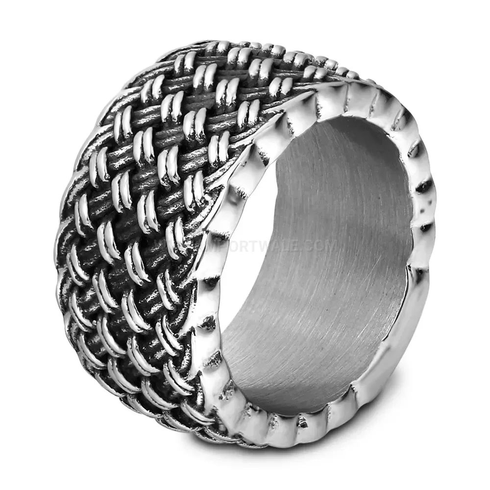 Designer Woven Intertwined Band Ring in Stainless Steel