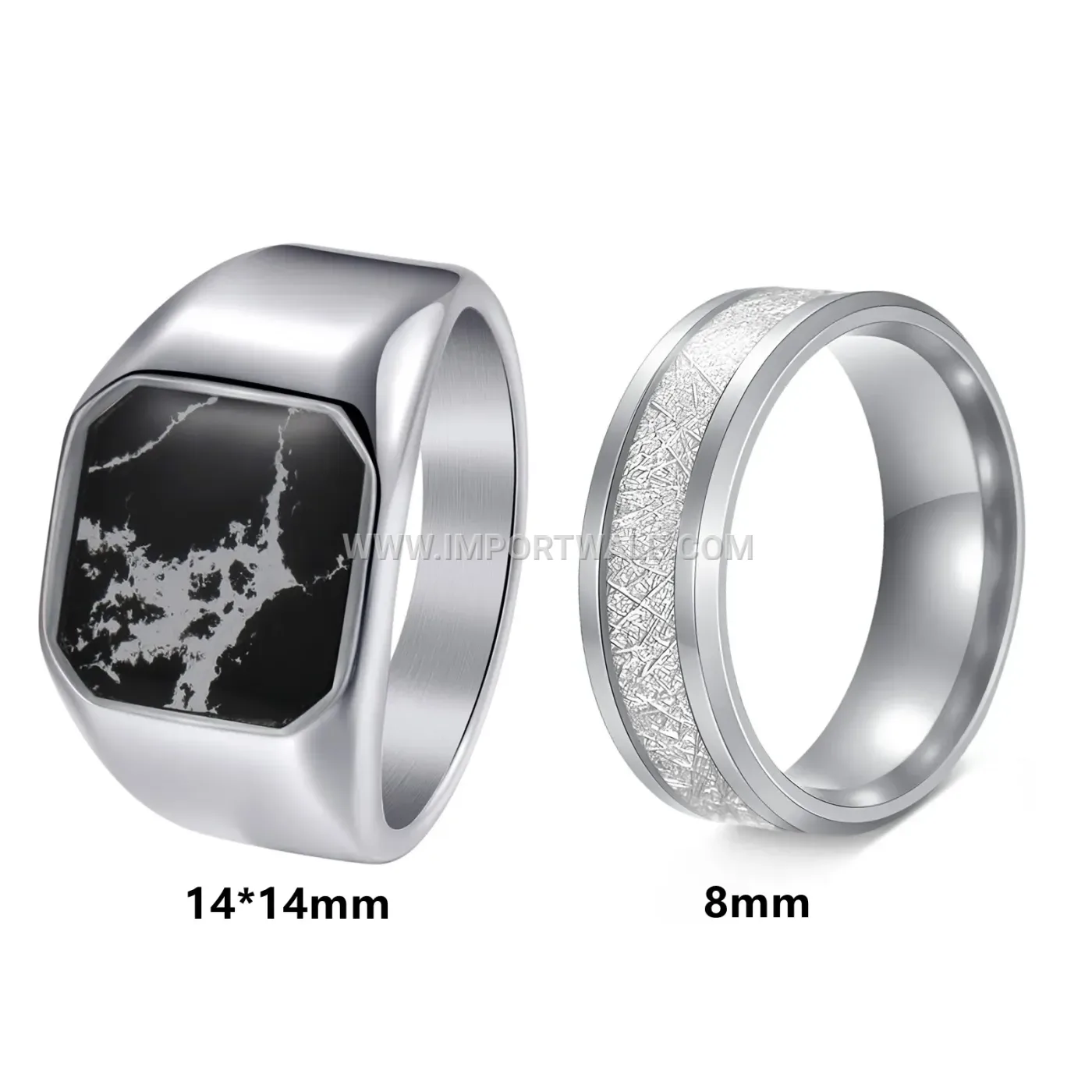 Textured Marble Pattern 304 Stainless Steel Couple Band Ring