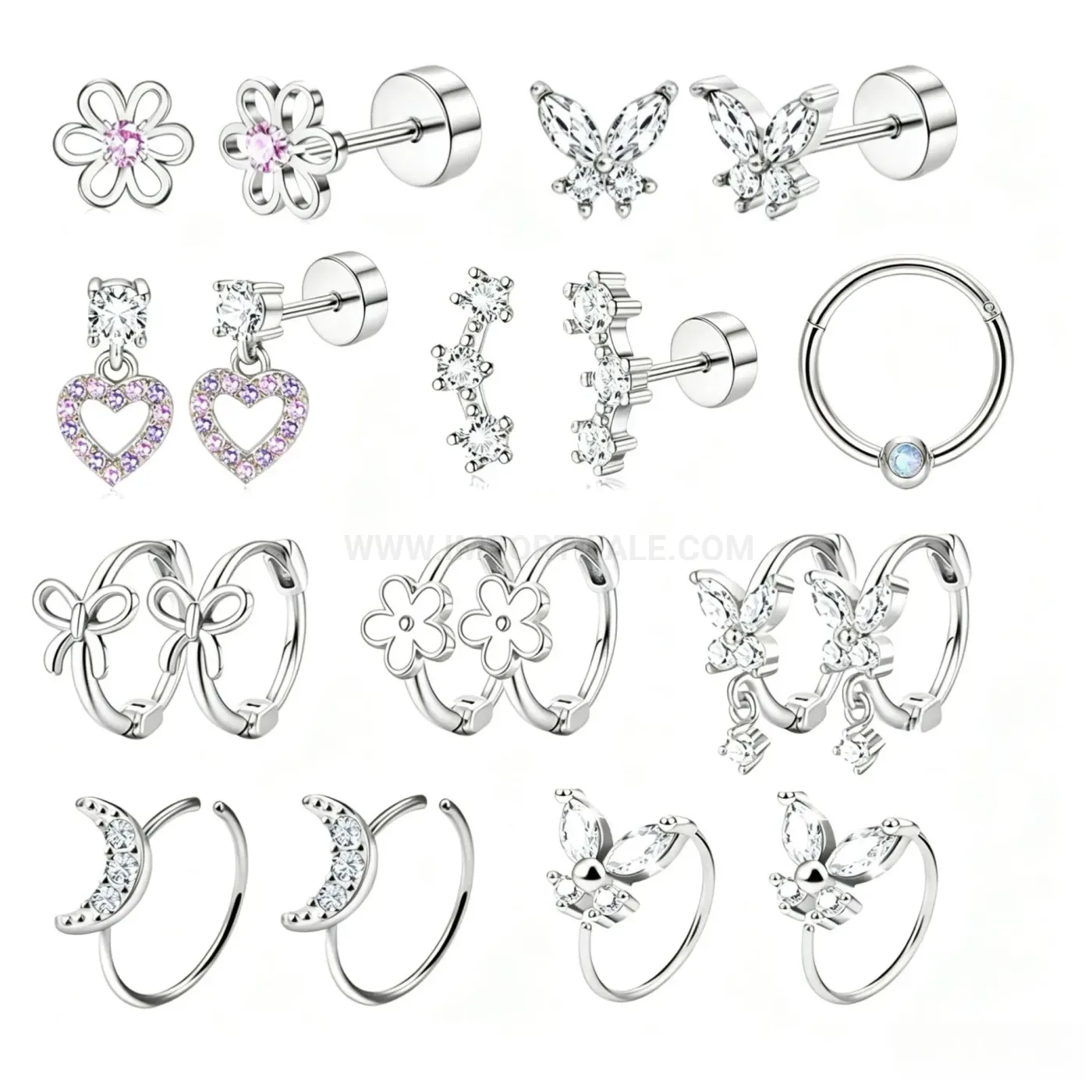 Bold Stainless Steel Multi-Style Stud and Hoop Stacking Piercing Set