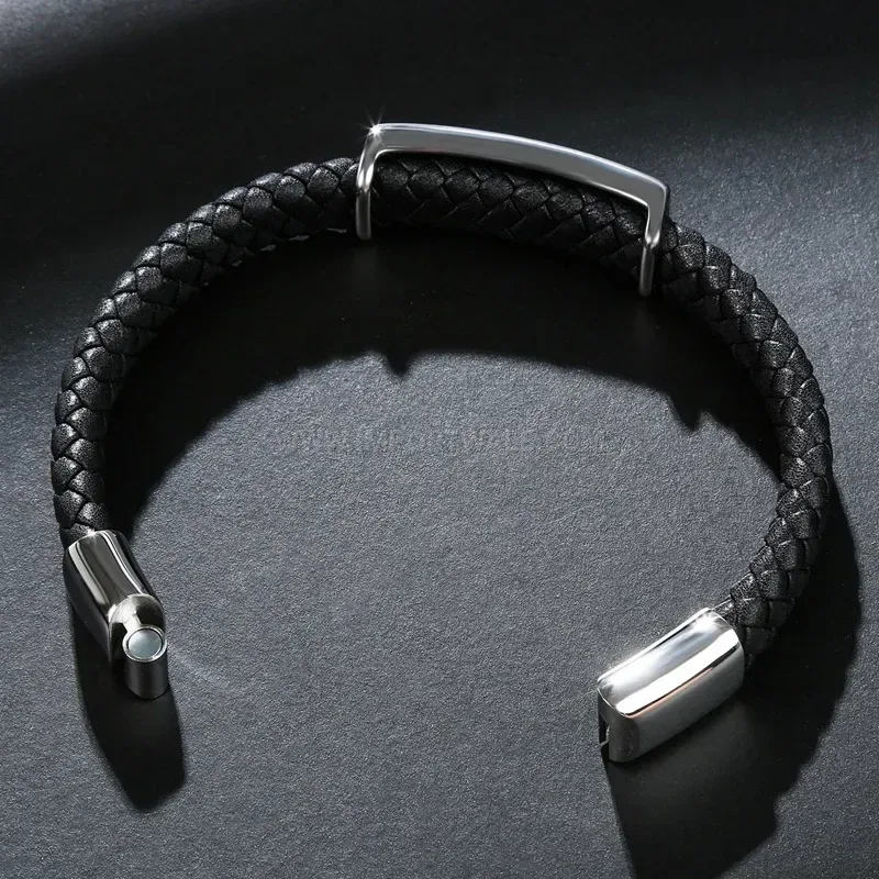 Modern Classic Skull Stainless Steel Leather Bangle Bracelet