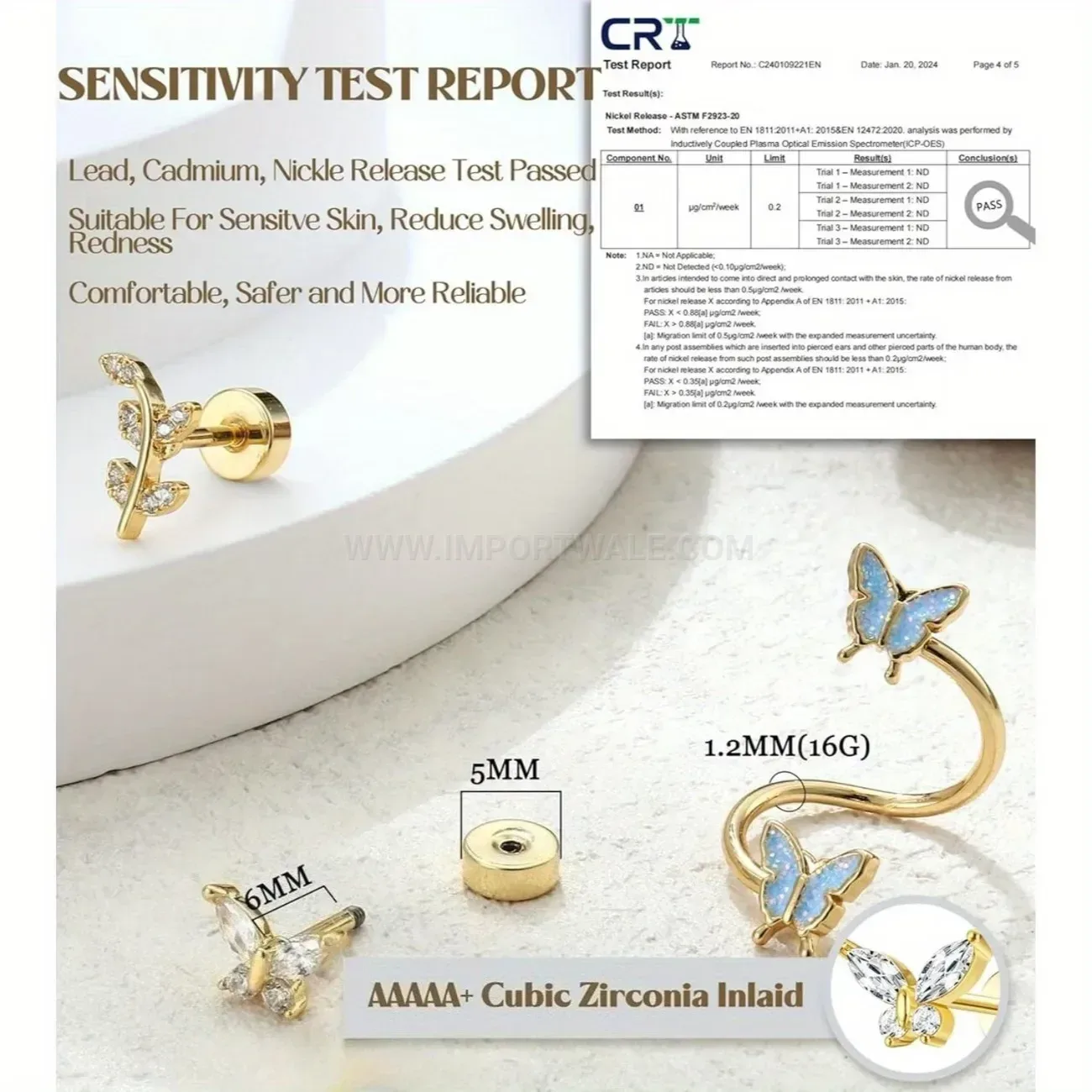 Modern Screw Back Stainless Steel Zircon Cartilage Piercing Studs