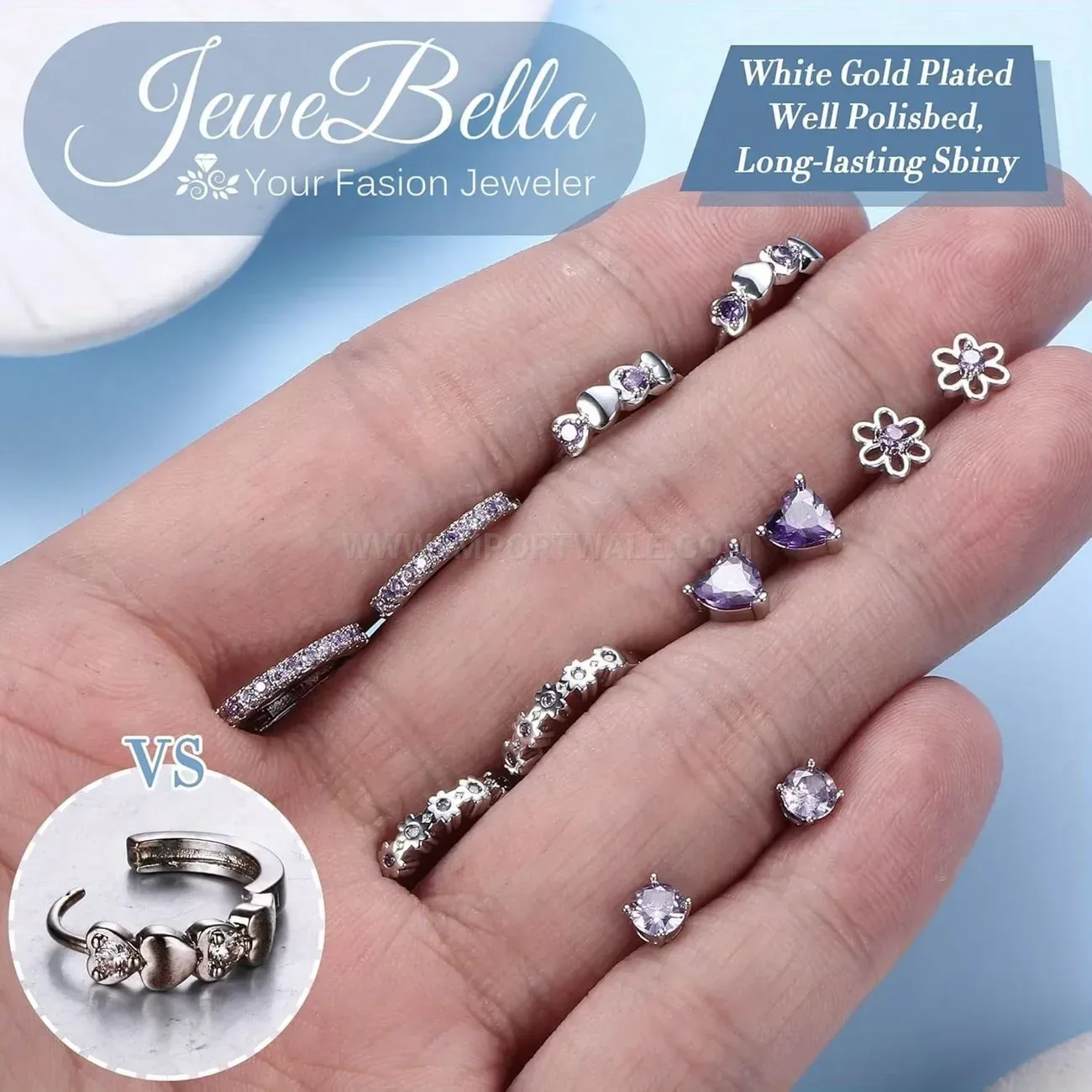 Trendy Stainless Steel Colorful Rhinestone Geometric Cartilage Earring Set