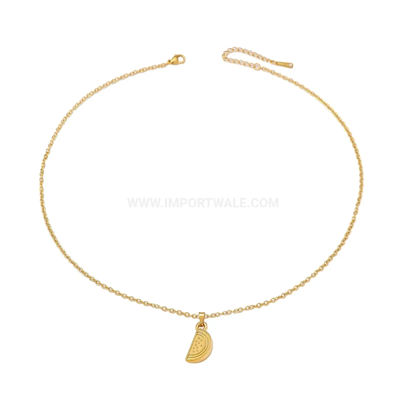 Designer Gold Plated Stainless Steel Watermelon Slice Pendant Chain Necklace