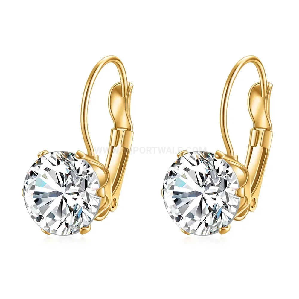 Fashion Sparkling Cubic Zirconia Drop Stainless Steel Earrings