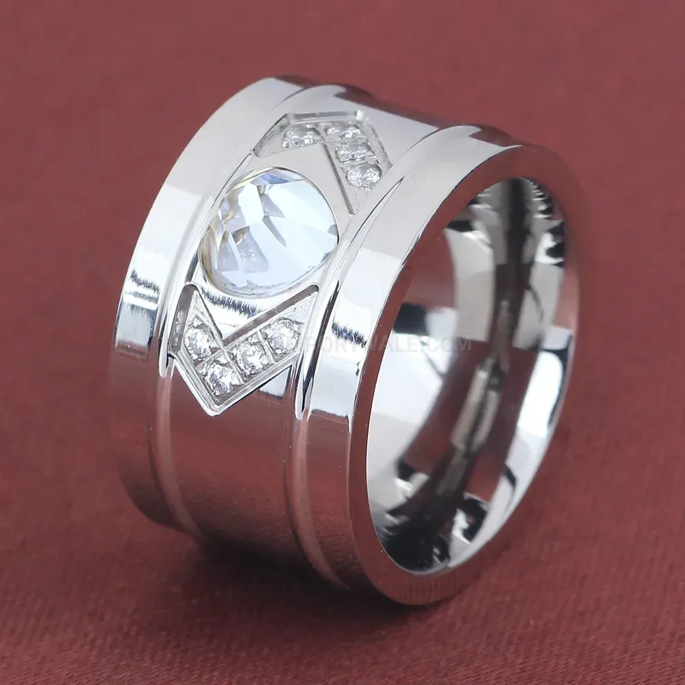 Heart Arrow Accent Stainless Steel Band Ring