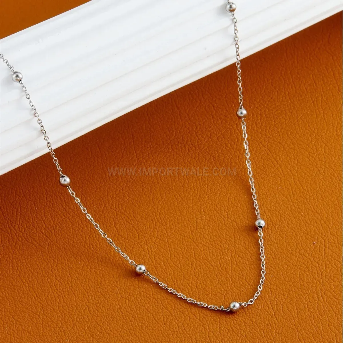 Elegant Minimalist Titanium Steel Gold Bead Station Clavicle Chain Necklace