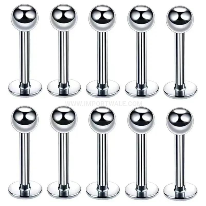 Elegant Internally Threaded Titanium Ball Labret Cartilage Piercing Earrings