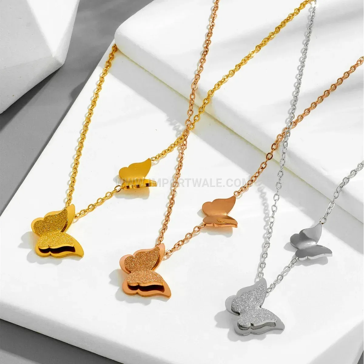 Frosted Butterfly Titanium Steel Jewelry Collection