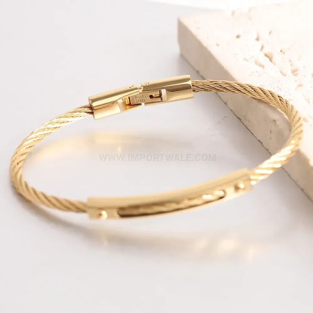Premium Minimalist Openable Stainless Steel Wire Cable Bar Bangle