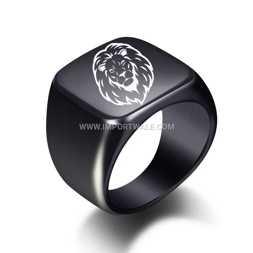 Laser Engraved Stainless Steel Lion Head Band