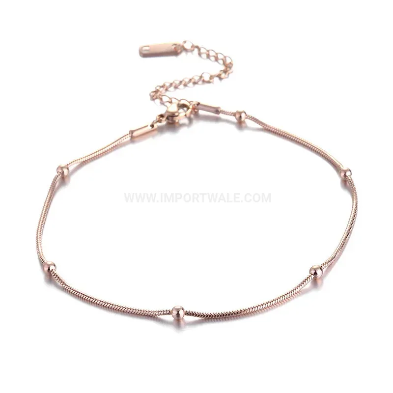 Bold Minimalist Titanium Steel Rice Bead Chain Anklet for Women