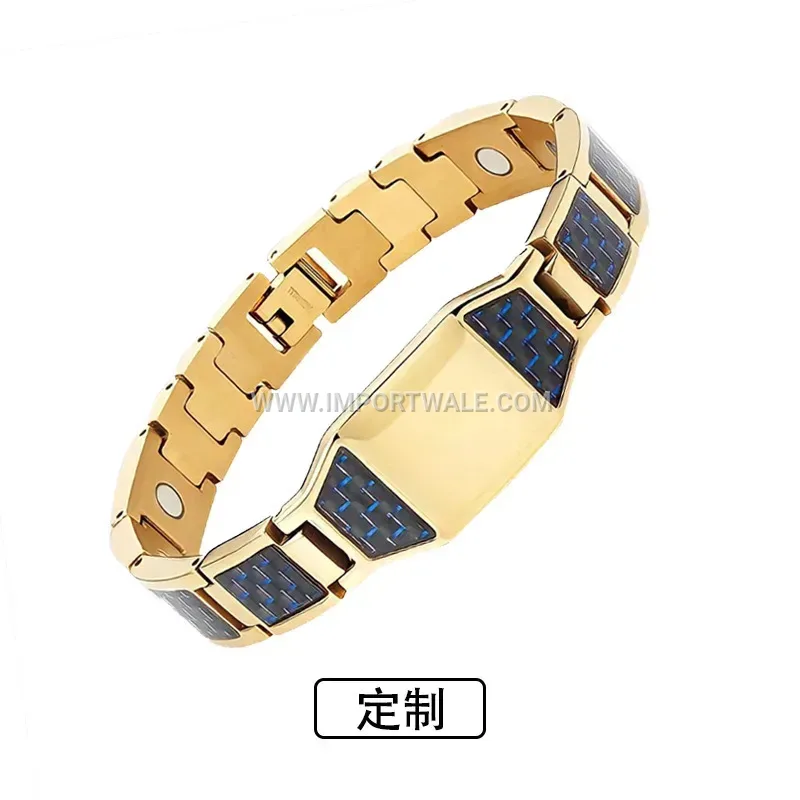 Men's Carbon Fiber Geometric Copper Magnetic Bracelet