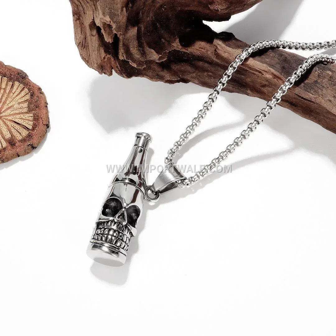Titanium Steel Skull Bottle Opener Pendant