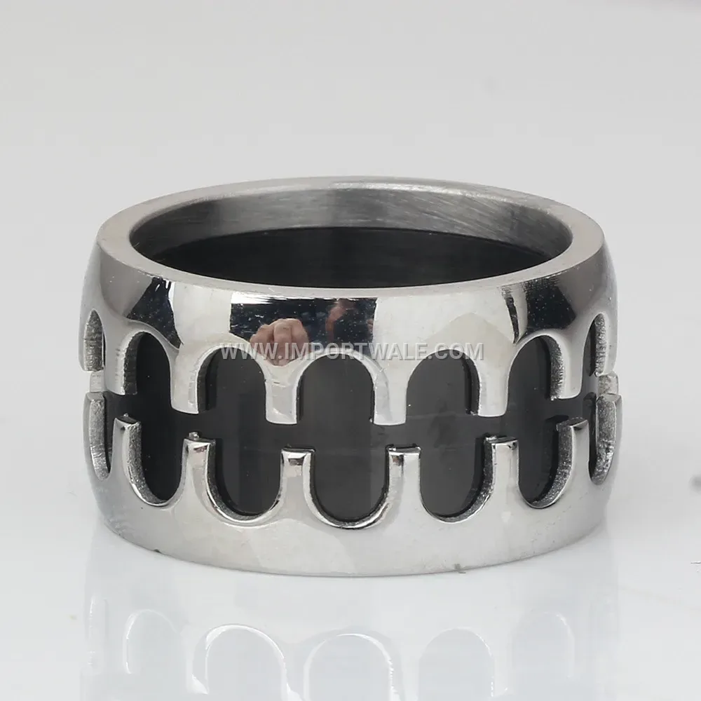 Symmetrical Epoxy Stainless Steel Band Ring