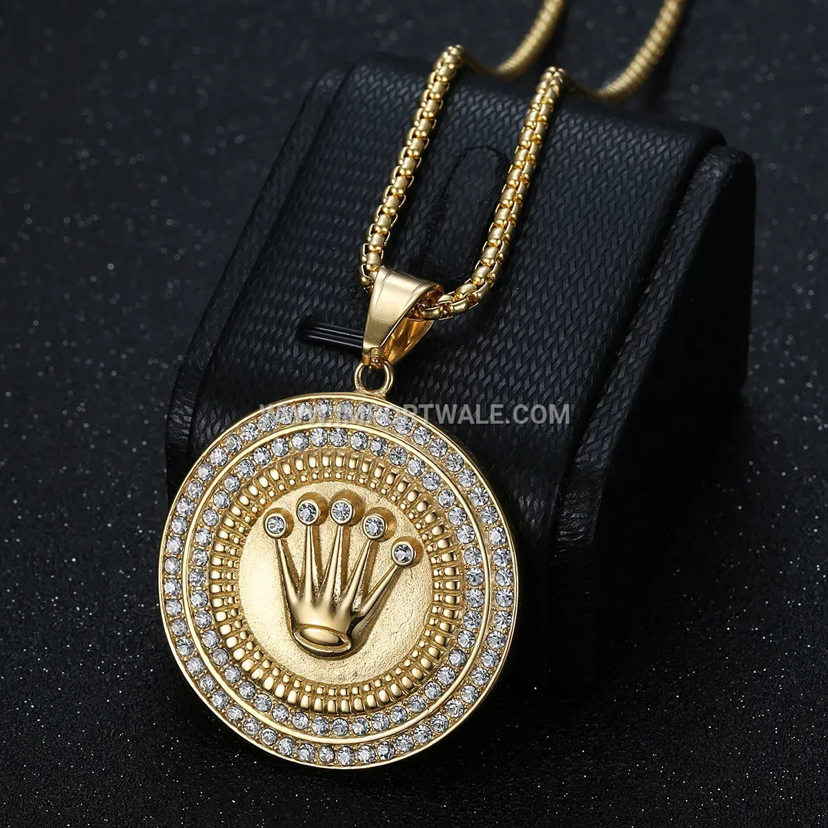 Vintage Obsidian Dog Tag Stainless Steel Men Necklace