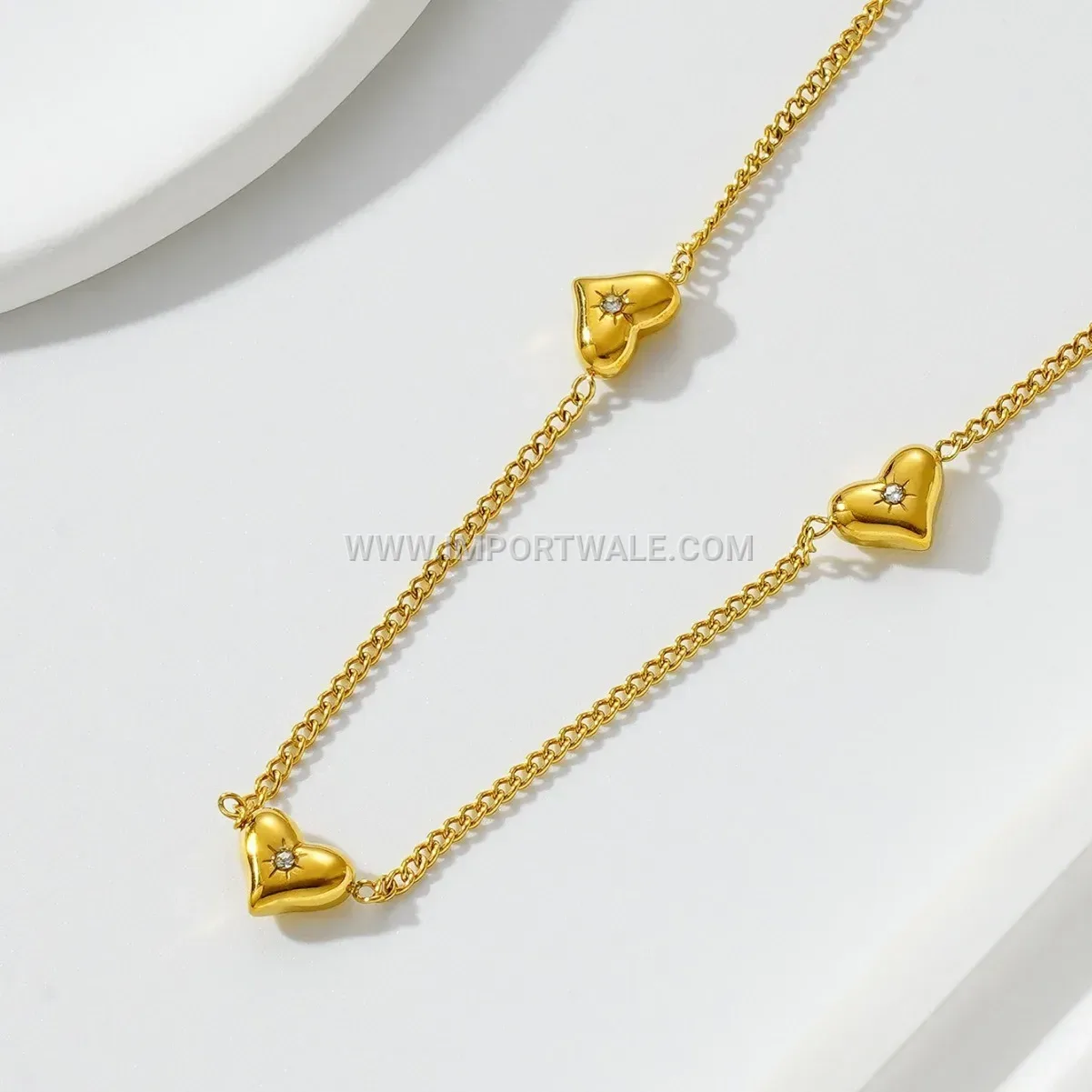 Zircon Heart Pendant Necklace Bracelet Earring Anklet Set