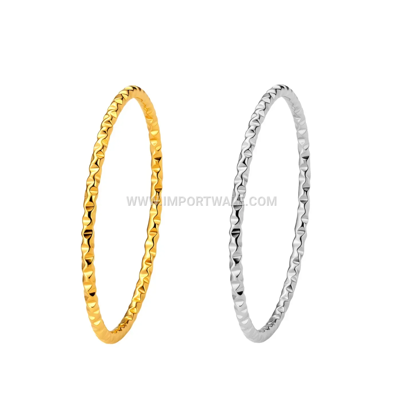 Slender Ripple Textured Stainless Steel Band Ring