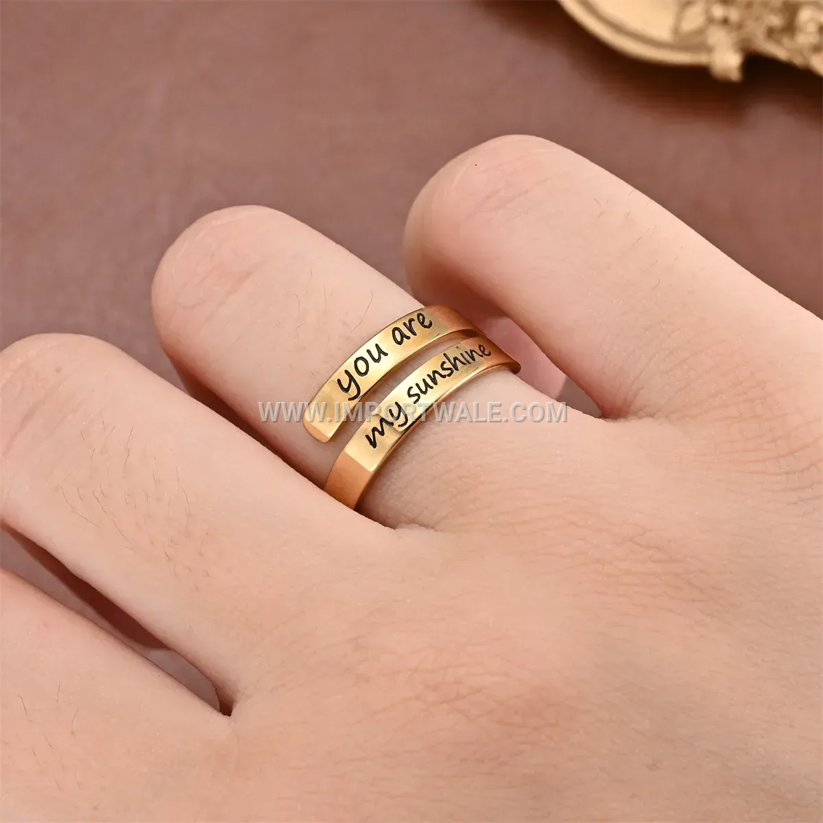 Inspirational Cutout Adjustable Stainless Steel Open Ring