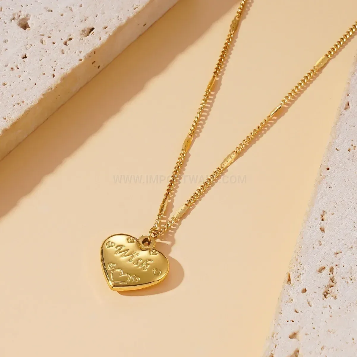 Elegant Titanium Steel Heart Charm Pendant Clavicle Necklace