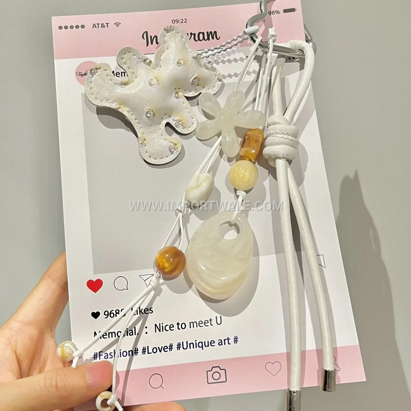 Heart Bear Faux Leather Bag Charm Keychain