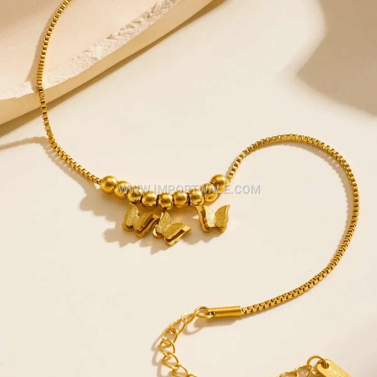 Frosted Butterfly Stainless Steel Anklet