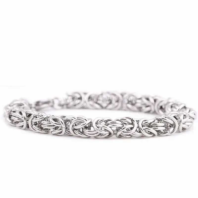 Men's Vintage 9mm Braided Stainless Steel Wheat Chain Bracelet