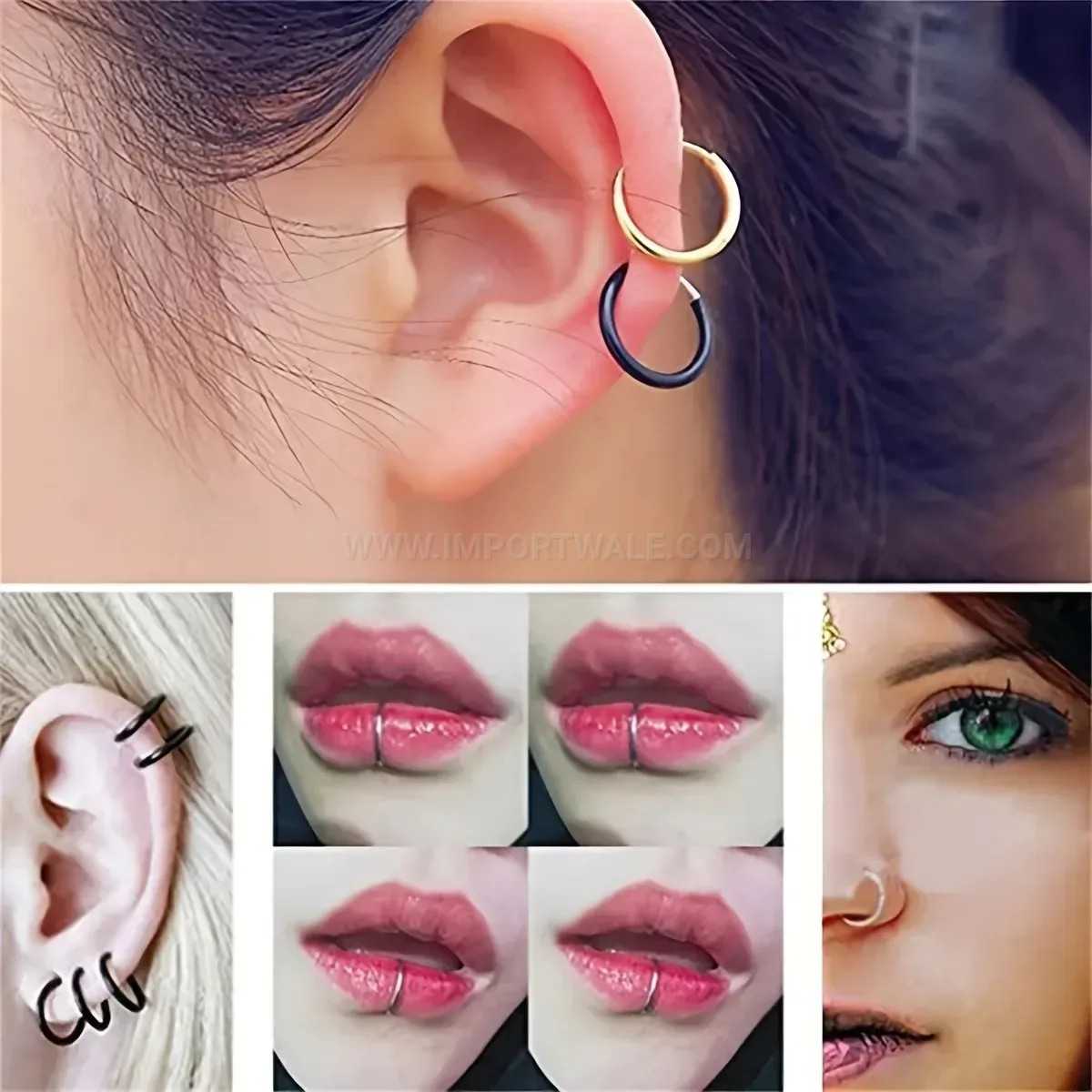 Trendy Stainless Steel Minimalist Geometric Hoop Piercing Earrings