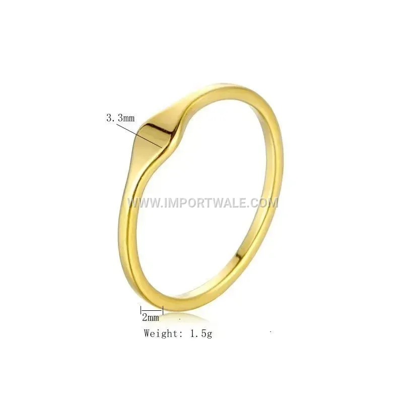 Slim Faceted Gold Stainless Steel Pinky Ring